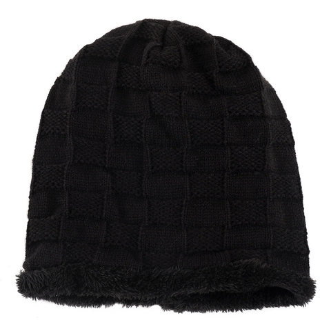 Berretto Beanie Invernale Foderato In Pile Acrilico Maglia Pieghettato Scacchi Caldo Resistente Al Freddo Per Uomo Donna