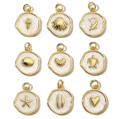 Oceaan Thema Bedels Hangers Koper Emaille Verguld Zeester Schildpad Schelp Hart Dolfijn Voor DIY Sieraden Maken