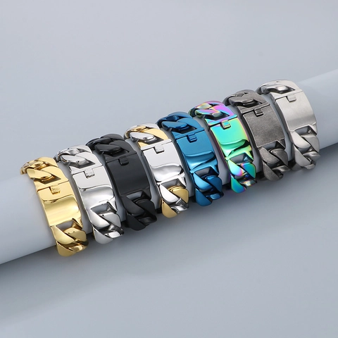 Herren Cuban Link Kette Halskette Und Armband Edelstahl Hip Hop Chunky Punk Heavy Metal Streetwear Schmuck Für Männer