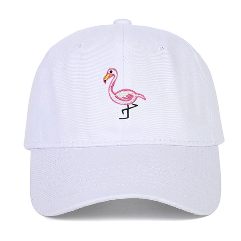 Gorra De Béisbol De Algodón Bordada Flamenco Protección Solar Al Aire Libre Ajustable Visera Curva Sombrero