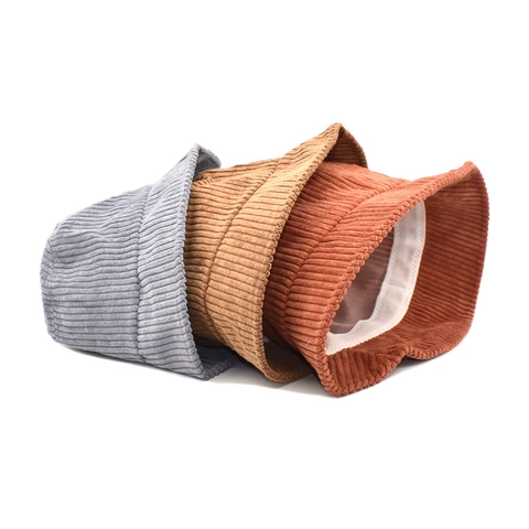 Cappello Da Pescatore In Velluto A Coste Caldo Inverno Autunno Tinta Unita Stile Britannico Retro Traspirante Donna
