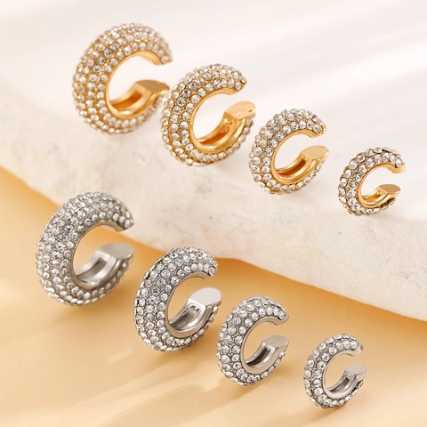 Ear Cuff A Forma Di C Con Strass Senza Buco Orecchini In Rame Gioielli Minimalisti Geometrici Per Donna