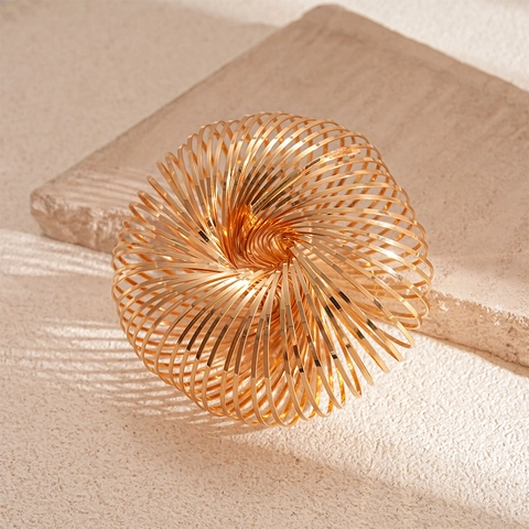 Bracciale A Polsino Con Molla A Spirale Metallo Largo Cavo Geometrico Minimalista Gioielli Di Moda Per Donna