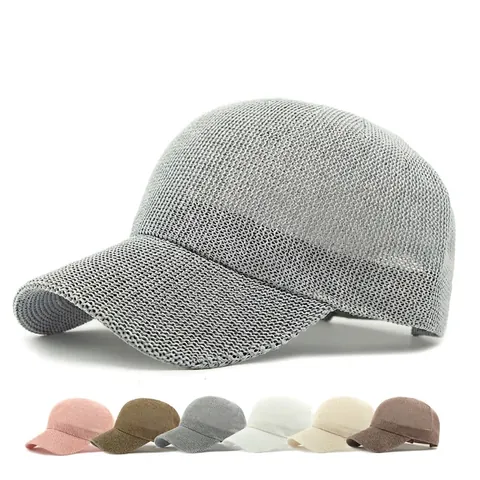 Breathable Mesh Baseball Cap Summer Polyester Knitted UV Protection Adjustable Outdoor Sport Sun Hat Minimalist