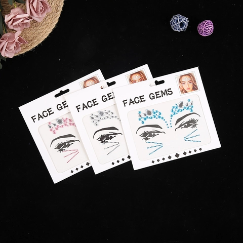 Face Gems Sparkling Rhinestone Stickers Self-Adhesive Facial Jewels For Festival Rave Stage Makeup Party Decoration For Women
