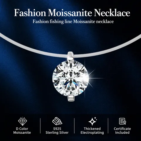 Elegant Moissanite Pendant Necklace With S925 Sterling Silver Mermaid Tears Invisible Chain Minimalist Jewelry Gift For Women