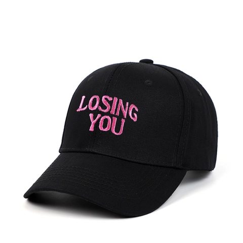 Casquette de Baseball Broderie Losing You Décontracté Protection Solaire Coton Réglable Chapeau Pour Homme Femme Noir Rose Slogan