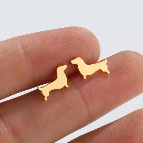 Orecchini Lobo Cane Carino Acciaio Inossidabile Animale Bassotto Corgi Forma Gioielli Moda Per Donne Ragazze
