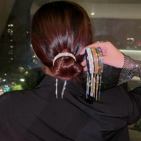 Haarklem Met Strass Kwastje Knotmaker Styling Tool Koreaanse Stijl Glinsterende Haarspeld Voor Vrouwen Elegante Haaraccessoires