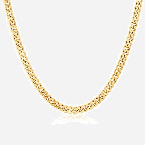 Cuban Chain Necklace Stainless Steel Gold Plated Flat Link Minimalist Fashion Jewelry For Women