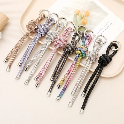 Luxury Rhinestone Knot Keychain For Women Car Key Ring Bag Charm DIY Sparkling Crystal Chain Pendant Accessories