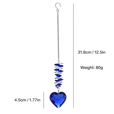 Heart Shaped Crystal Suncatcher Hanging Ornament With Metal Chain For Home Garden Window Decoration Iridescent Prism