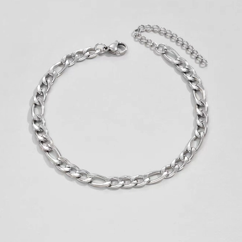 Stainless Steel Figaro Chain Bracelet Schwermetall Poliertes Glied Punk Hip Hop Schmuck Hand Accessoire Für Herren Damen