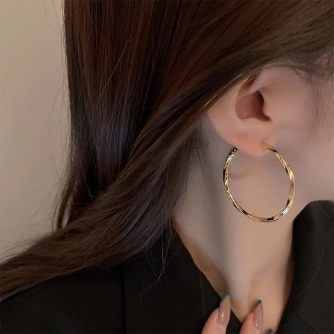 Gedrehte Creolen Geometrische Legierung Mit 925 Sterling Silver Earring Post Minimalistische Mode Schmuck Für Frauen