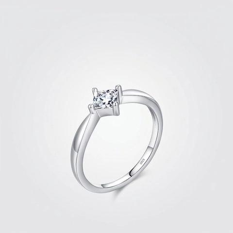 Prinzessin Schliff Moissanit Ring 925 Sterlingsilber Eleganter Quadratischer Funkelnder Schmuck Damen