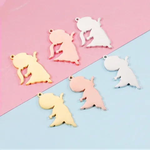 304 Stainless Steel Boy Girl Silhouette Pendants Mirror Polished DIY Jewelry Finding Charms For Necklace Bracelet