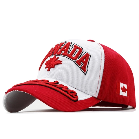 Gorra De Béisbol Bordado Hoja De Arce Canadá Acrílico Rojo Blanco Bloque Exterior Protección Solar Ajustable Hombres Mujeres