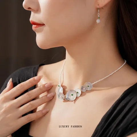 Collar Y Pendientes De Concha Redonda Nácar Cuentas De Vidrio Cuarzo Rosa Dulce Joyería De Moda De Vacaciones En La Playa Para Mujeres