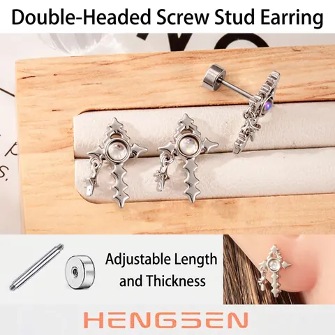 Piercing Stud Kruis Opaal Titanium Staal Ster Hanger Schroefsluiting Punk Sieraden Unisex