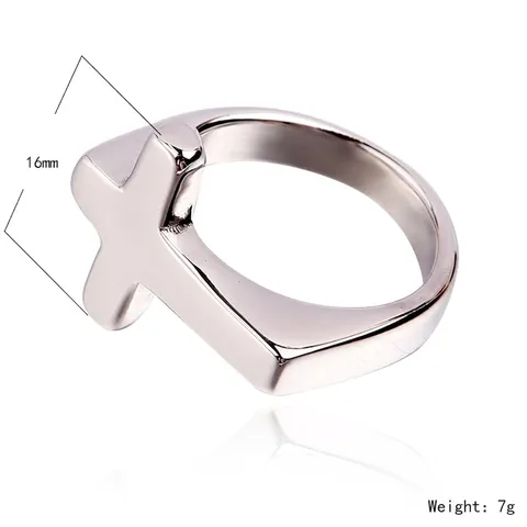 Anello A Croce Acciaio Inossidabile Religioso Gotico Punk Fascia Per Uomini Gioielli Di Moda Comfort Fit Accessorio Lucido