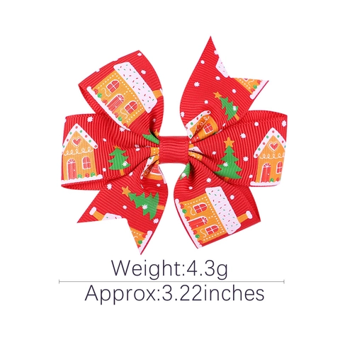 Weihnachten Schleife Haarspangen Für Kinder Mädchen Ripsband Polyester Weihnachtsmann Rentier Lebkuchenhaus Muster Festliche Party Haarschmuck