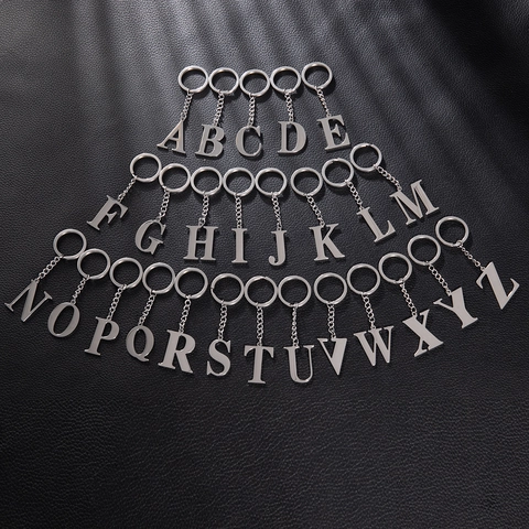 Edelstahl Alphabet Buchstabe Schlüsselanhänger Großbuchstabe Initialen Anhänger Poliert Rostfrei Schlüsselring Für Herren Damen