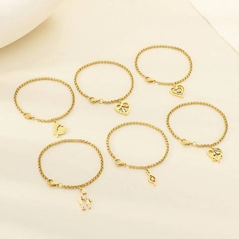 Bracciale In Acciaio Inossidabile Moda Dolce Con Pendente Cuore Cavo Madre E Figlio Regalo Festa Della Mamma Per Donna