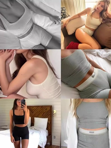 Women Ribbed Knit Tank Top U Neck Slim Fit Cropped Summer Base Layer High Elastic Solid Color Sleeveless