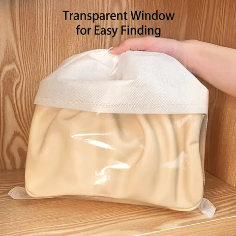 Bolsa De Almacenamiento Para Bolsos A Prueba De Polvo Tela No Tejida Ventana Transparente Cierre Con Cordón Organizador De Armario