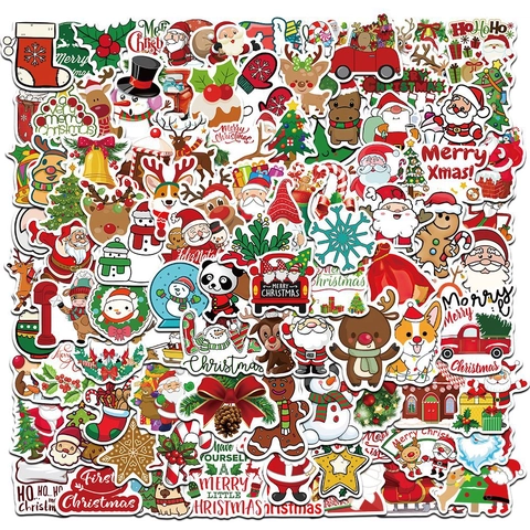 Weihnachtsaufkleber PVC Wasserdicht Cartoon Graffiti Feiertagsdekoration Für Laptop Gepäck Skateboard