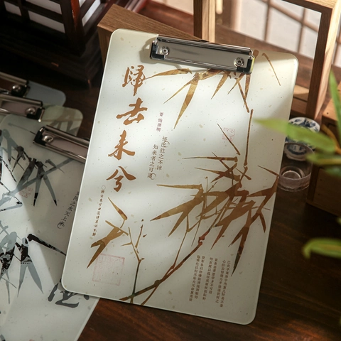 Portablocco In Acrilico Stile Cinese Con Clip In Metallo Arte Della Calligrafia Pittura Tradizionale A Inchiostro Tavoletta Ufficio