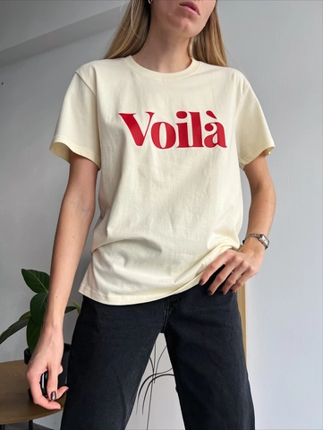 Women T-Shirt Cotton Polyester Knit Round Neck Short Sleeve Red Letter Print Voilà Streetwear Casual Slim Fit Summer Top