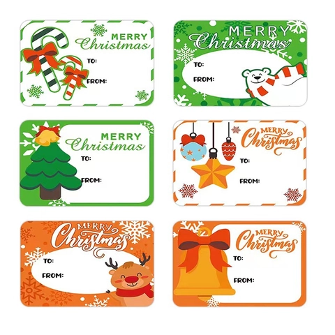 Autocollants Étiquettes Cadeaux Noël Papier Auto-Adhésif Joyeux Noël Espace Écriture Décoration Emballage Vacances Dessin Animé