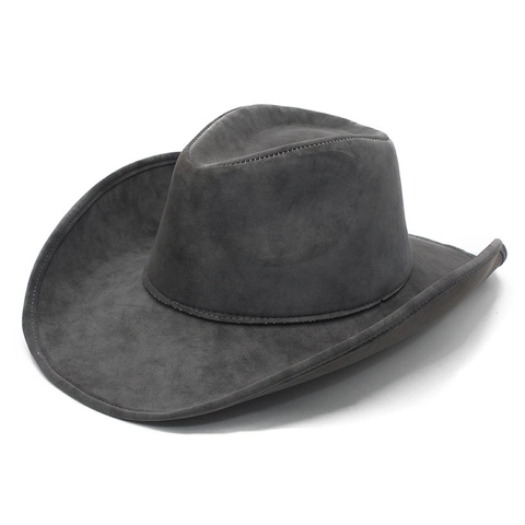 Vintage Western Cowboy Hat PU Leather Faux Suede Wide Brim Foldable Outdoor Travel For Men Women