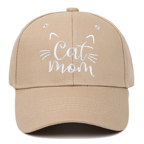 Baseball Cap Cotton Embroidered Cat Mom Letter Pattern Sun Protection Adjustable Casual Outdoor Sports Hat