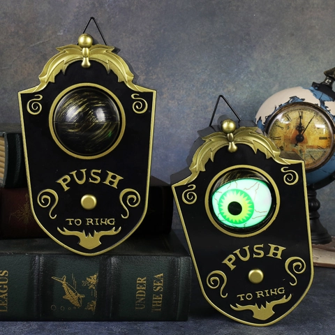 Halloween One-Eyed Doorbell Glowing Eyeball Spooky Sounds PVC Animated Haunted House Decor Prop Vintage Style