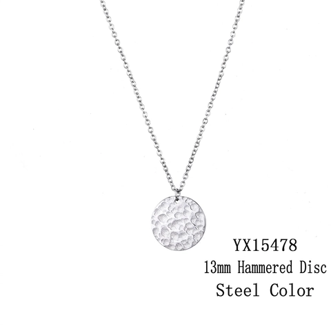 Collar Minimalista De Acero Inoxidable Con Colgante Redondo Martillado Para Mujeres Y Hombres Joyería Con Dije De Disco Geométrico