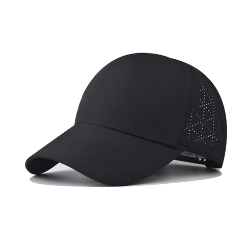 Outdoor Sports Baseball Cap Laser Perforated Breathable Quick Dry Plain Adjustable Curved Brim Cotton Polyester Hat