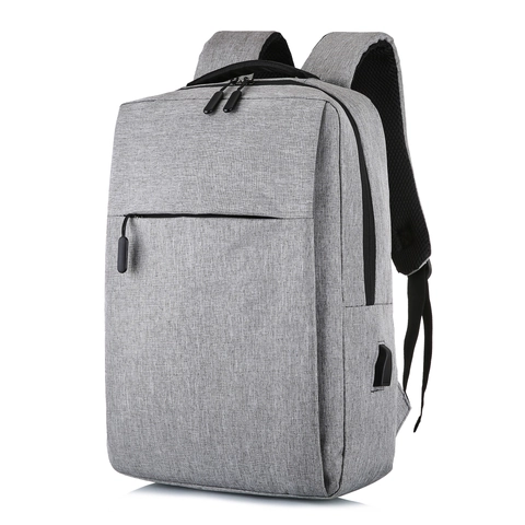 Mode Unisex Nylon Zakelijke Rugzak Met USB-Oplaadpoort Waterdichte Effen Kleur Laptop Reistas Voor Dagelijks Gebruik