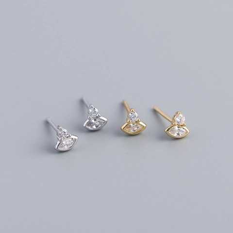 Pendientes De Botón Circonita Cúbica Marquise Redonda Plata De Ley 925 Lujo Estilo Ins Joyería Mujeres Moda