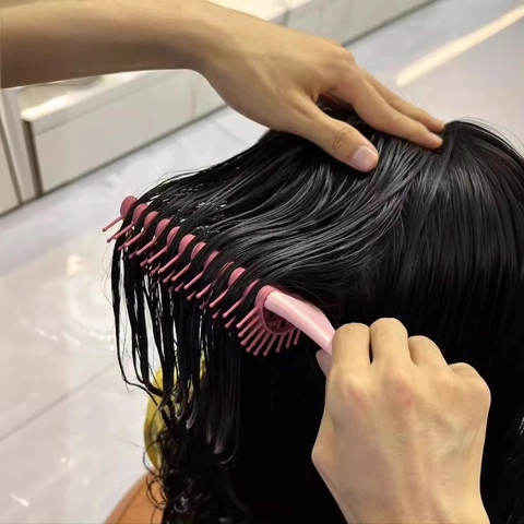 Professional Vent Hair Brush Detangling Massage Comb Hollow Curved Styling Tool Scalp Care Flexible