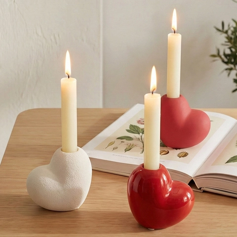 Heart Shaped Ceramic Candle Holder Modern Simple Nordic Style Candlestick For Wedding Valentine Party Table Decor
