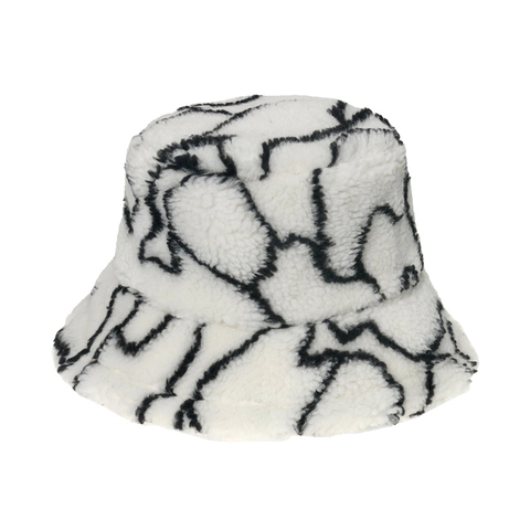 Sombrero De Pescador Lana De Cordero Cálido Invierno Rayas Onduladas Patrón Abstracto Grueso Para Mujeres
