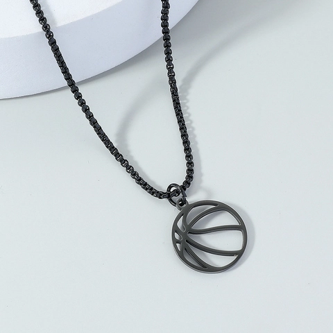 Collana Con Ciondolo A Pallacanestro Acciaio Inossidabile Traforato Nero Hip Hop Street Style Gioielli Uomo