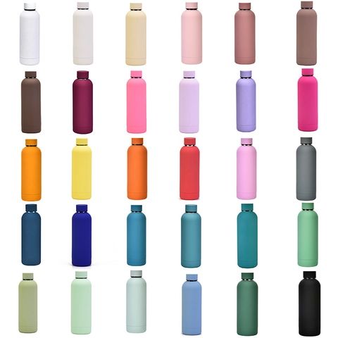Vacuum Insulated Water Bottle Double Wall 304 Stainless Steel Matte Finish Portable Narrow Mouth Leakproof Sport Flask