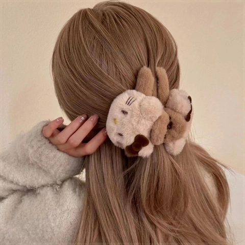 Molletta Per Capelli In Peluche Simpatica Forma Di Gatto Cartone Animato Fermaglio In Pelliccia Sintetica Per Donne Ragazze