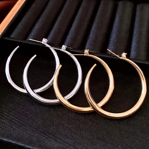 Geometrische Runde Creolen Mit Zirkonia Kupfer 18K Vergoldet 925 Sterling Silber Ohrstecker Mode Für Damen