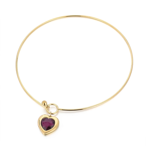 Herzanhänger Choker Halskette Edelstahl Minimalistisch Starrer Reif Facettierter Glasstein Schmuck Für Damen Trendy