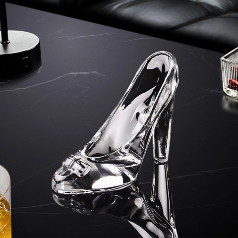 Ornement Chaussure À Talon En Verre Transparent Nœud Romantique Style Conte De Fées Cadeau Mariage Décoration Bureau