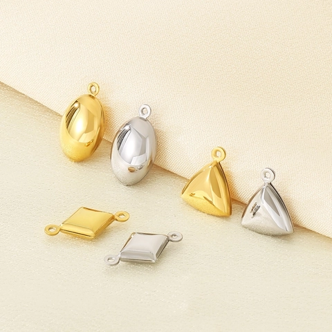 Edelstahl Hohl Geometrische Anhänger 18K Vergoldet Dreieck Rhombus Oval Für DIY Halskette Armband Schmuckherstellung